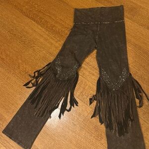 Fringe Flare Leg Pant Size M NWT  WESTERN BOHO